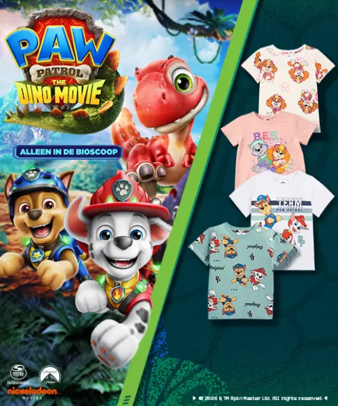 PAW Patrol kinder T-shirts met populaire personages uit PAW Patrol: Dino Movie voor jongens en meisjes